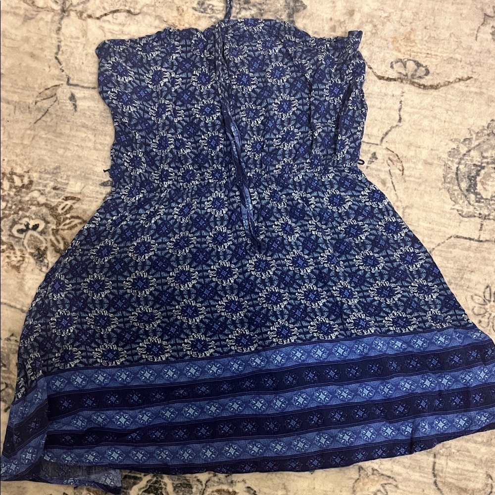 Blue Floral Strapless Top